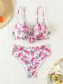 SHEIN Swim Mod Floral Print Bikini Set With Underwire