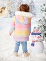 SHEIN Baby Girl Ombre Flap Detail Hooded Puffer Coat