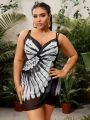 SHEIN Swim Vcay Plus Size Women'S Kimono Dress With Wing Print