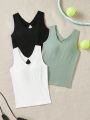 Women'S Solid Color V-Neck Sport Tank Top