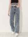 SHEIN Teen Girl Slant Pocket Straight Leg Jeans