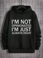 SHEIN Extended Sizes Men Plus Slogan Graphic Drop Shoulder Hoodie