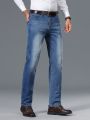 Men's Mustache Design Straight Leg Jeans