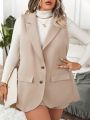 SHEIN Essnce Plus Lapel Neck Vest Blazer & Shorts