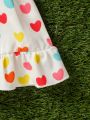 Baby Girl Heart Pattern Double Layer Ruffle Strap Sundress