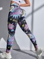 SHEIN Yoga Funny Pop Art Graphic Wideband Waist Sports Leggings