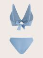 SHEIN DD+ Ladies' Solid Color Simple Swimwear Set