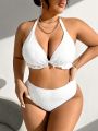 SHEIN Swim Vcay Plus Size Women'S Halter Strap Swimsuit Set