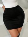 SHEIN SXY Women'S Solid Slim Fit Skirt