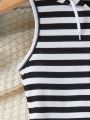 Young Girl's Striped Hooded Dress