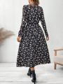 Women'S Floral Printed Full Length Sleeve Dress