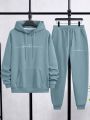 Men'S Plus Size Letter Printed Hoodie & Sweatpants Set