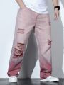 Men Plus Ombre Ripped Straight Leg Jeans