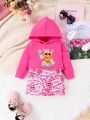 Baby Girls' Trendy Hooded Sweatshirt Dress Two Piece Outfit