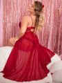 Plus Size Women's Lace Trimmed Spaghetti Strap Nightgown