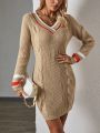 SHEIN LUNE Striped Contrast Sweater Dress