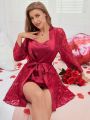 Solid Color Lace Women'S Nightgown And Sleep Skirt Set