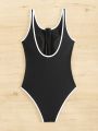 SHEIN Swim Chicsea Women's One Piece Swimsuit With Edge Trim