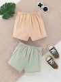 SHEIN Baby Boy's Gentleman Casual Simple Comfortable Solid Color Elastic Waist Shorts 2pcs/Set