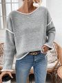 SHEIN Essnce Women's Color Block Drop Shoulder Sweater