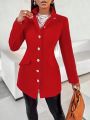 SHEIN Slayr Women'S Single Breasted Long Sleeve Woolen Coat