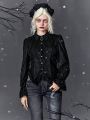 Goth Solid Ruffle Trim Button Front Shirt