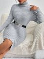 SHEIN Essnce Turtleneck Raglan Sleeve Sweater Dress