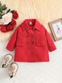 Baby Girls' College Style Double-breasted Cardigan With Open Front Design