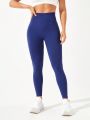 SHEIN Daily&Casual Solid Color Wide Waistband Sports Leggings