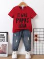 SHEIN Kids EVRYDAY Boys Slogan Graphic Tee