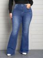 Plus Size Bodycon Elegant Slim Fit Denim Flared Pants