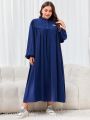 Plus Size Solid Color Bell Sleeve Dress