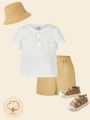 Cozy Cub Baby Boy Half Button Top & Shorts Without Hat