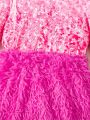 SHEIN Kids CHARMNG Toddler Girls' Sweet And Romantic Sparkly 2-piece Clothing Set