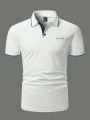 Manfinity Homme Men's Plus Size Text Patterned Polo Shirt