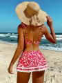 SHEIN Swim Mod Floral Print Ruffled Two-piece Swimsuit