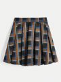 Memi Blanco Plaid Print Pleated Skirt