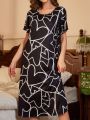 Umamao Estudio Women's Love Heart Printed Sleepwear Dress