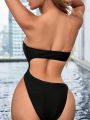 SHEIN Swim SXY Women's Hollow Out Strapless One-Piece Swimsuit