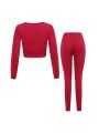 Yoga Basic Plus Size Women's Long-Sleeved Sports Compression Suit