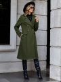 Lapel Neck Double Breasted Belted Overcoat