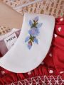 Baby Girl'S Floral Embroidery Doll Collar Love Heart Printed Short Puff Sleeve Bubble Dress