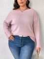 SHEIN SXY Plus Button Detail Drop Shoulder Sweater