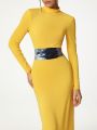 Fannie c Shako SHEIN X Fannie C Shako Womens Sweater Dress With Satin Belt