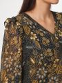 Pamile Plus Size Floral Print V-neck Long Sleeve Blouse