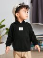 SHEIN Baby Boy Letter Patched Kangaroo Pocket Hoodie