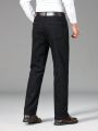 Men Solid Thermal Lined Straight Leg Jeans Without Belt