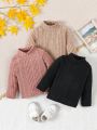 Baby Boy'S 3pcs Pure Color Ribbed Knit Stand Collar Top Set