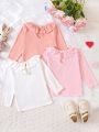 3 Pieces Of Cute Doll Round Neck Tops For Baby Girls