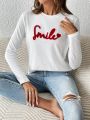 SHEIN Frenchy Letter Graphic Round Neck Tee